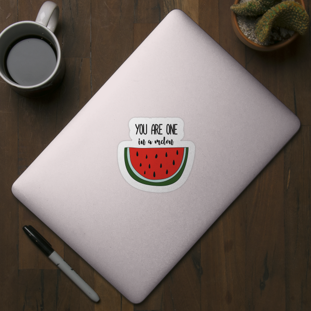 One In A Melon, Cute Funny Watermelon by Dreamy Panda Designs